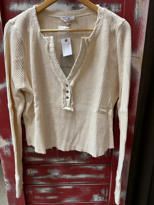 THERMAL NOTCHED NECK LONG SLEEVE TOP