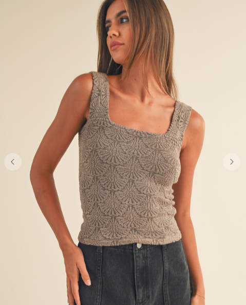 WASHED LOOK DETAIL TEXTURED KNITTED TANK TOP