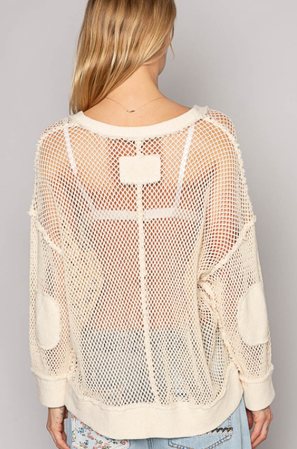 MESH TOP WITH ZIPPER DETAIL WITH PATCH ELBOW