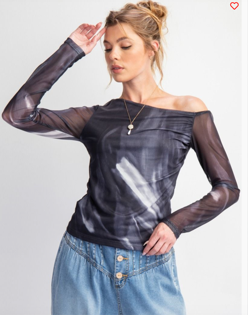 LONG SLEEVE MESH TOP