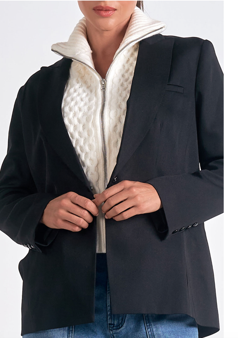 BLAZER WITH REMOVABLE SWEATER NECK DETAIL