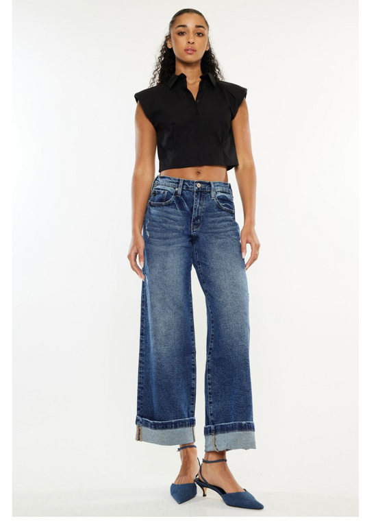 KANCAN  CROPPED WIDE LEG JEAN