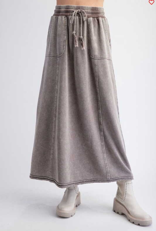 MINERAL WASHED TERRY KNIT SKIRT