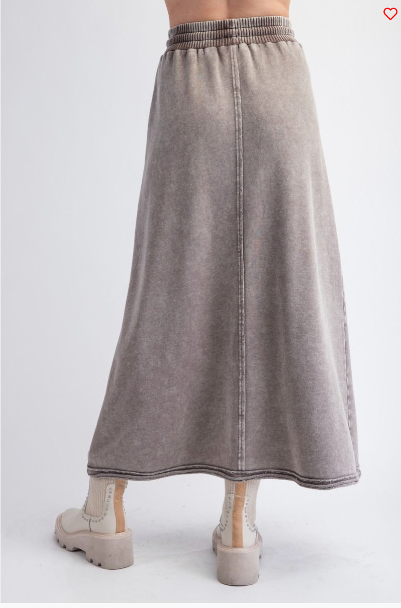 MINERAL WASHED TERRY KNIT SKIRT