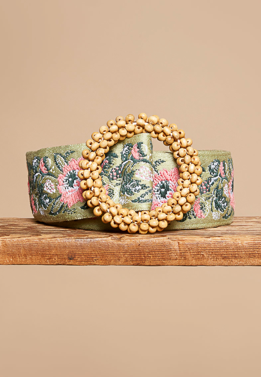 BELT FLORAL BEADED BUCKLE