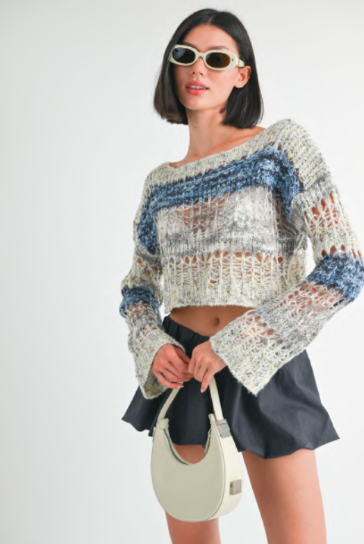 LOOSE CROP OPEN KNIT SWEATER