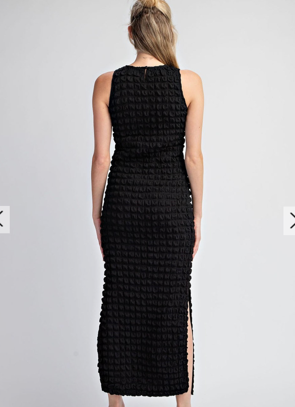 POPCORN TEXTURED SLEEVELESS MAXI DRESS