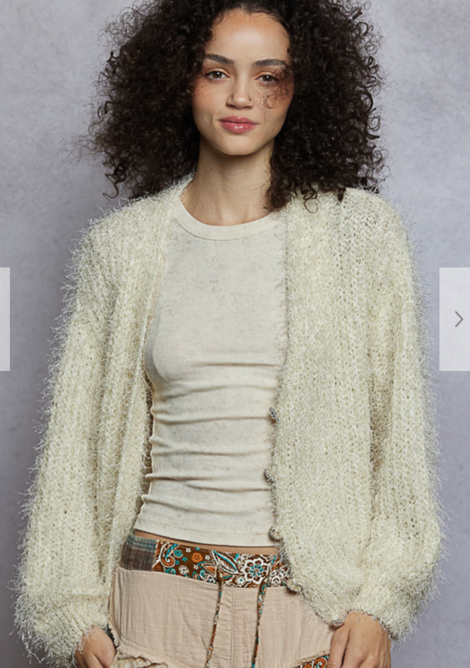 LONG SLEEVE EYELASH CARDIGAN PEARL BUTTON DOWN SWEATER