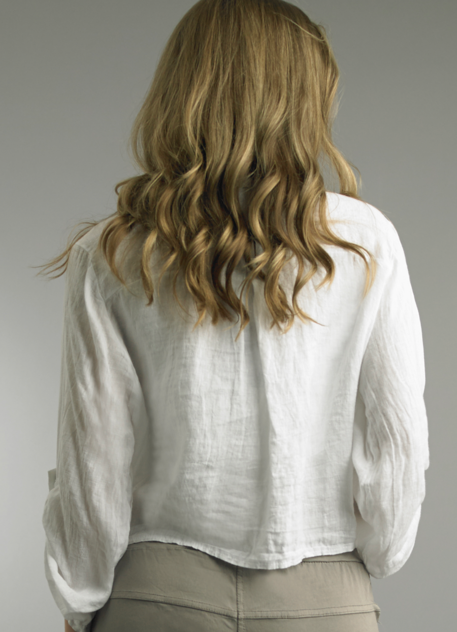 TIE FRONT BLOUSE 3/4  LENGTH SLEEVE