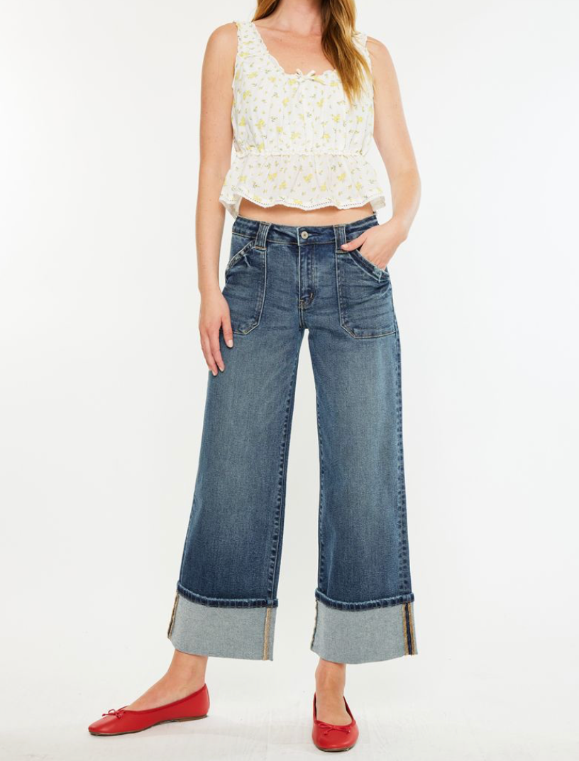 KANCAN MID RISE WIDE LEG JEAN