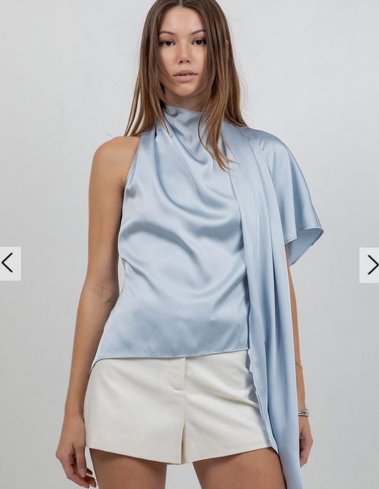 ONE SHOULDER ASYMMETRICAL TOP WITH SCARF