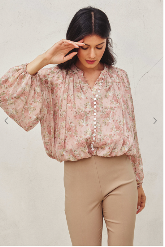 FLORAL PRINT TOP WITH BUBBLE HEM