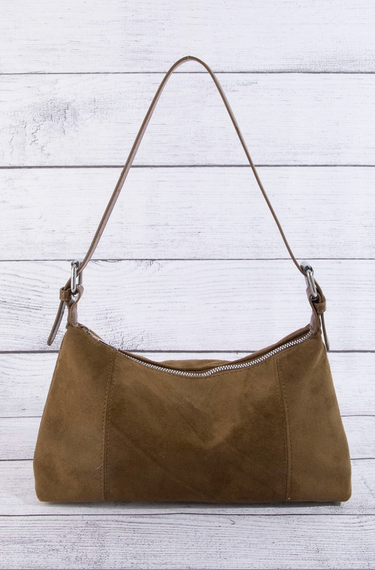 FAUX SUEDE SHOULDER/ CROSSBODY BAG OR CROSSBODY