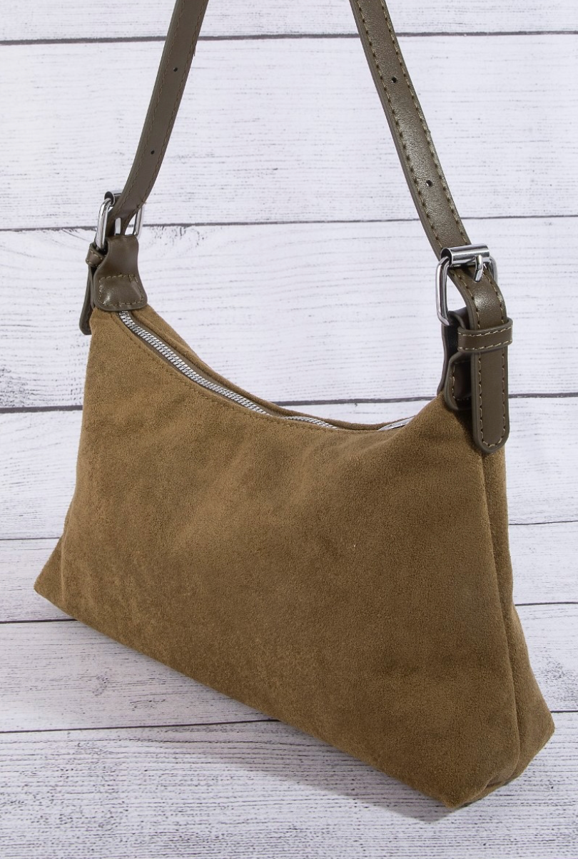 FAUX SUEDE SHOULDER/ CROSSBODY BAG OR CROSSBODY