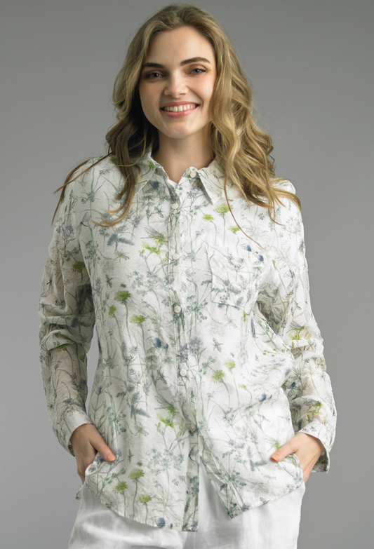 PRINTED BUTTON DOWN BLOUSE