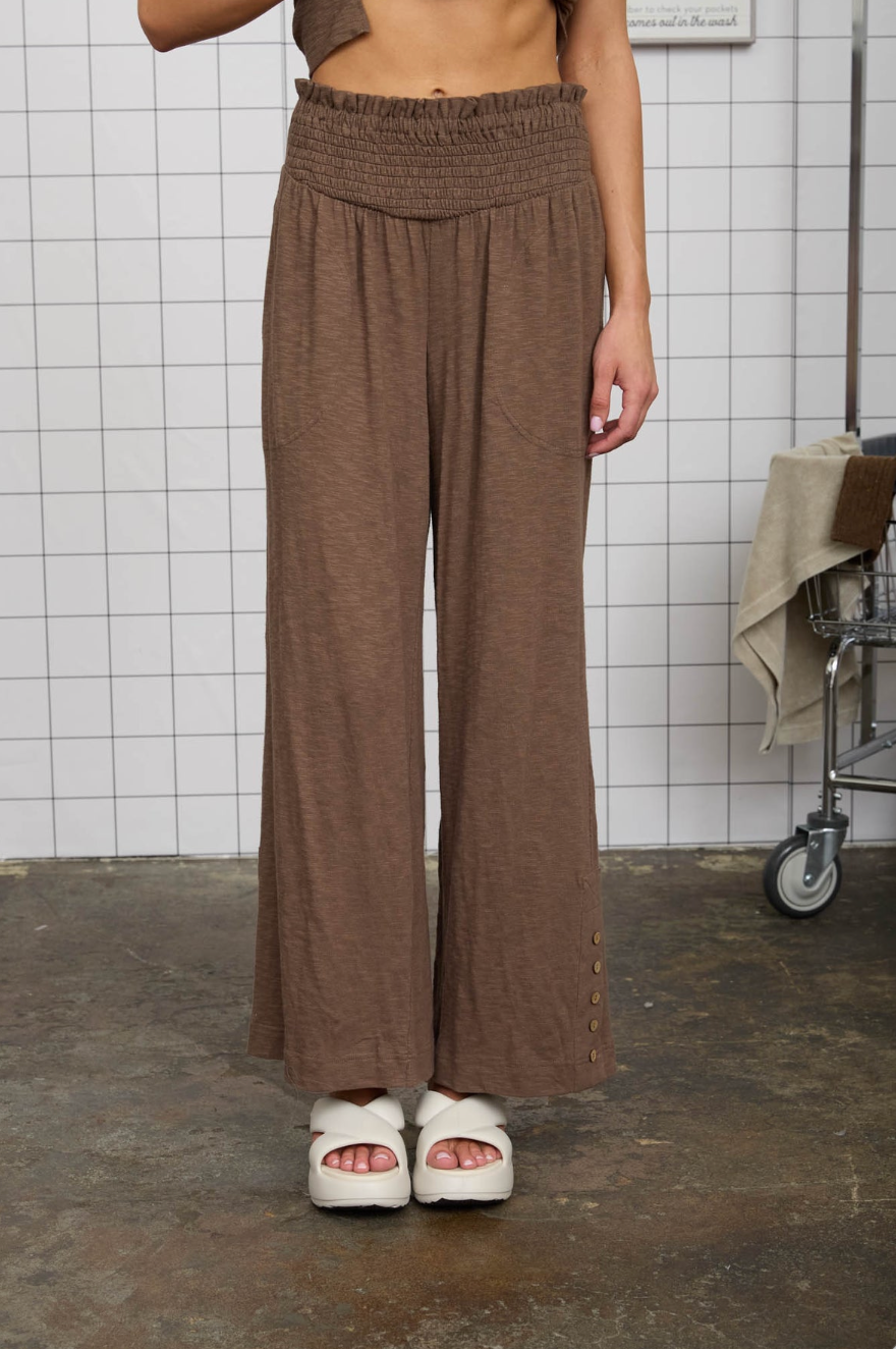HEATHERED SMOCKED WAIST PANTS