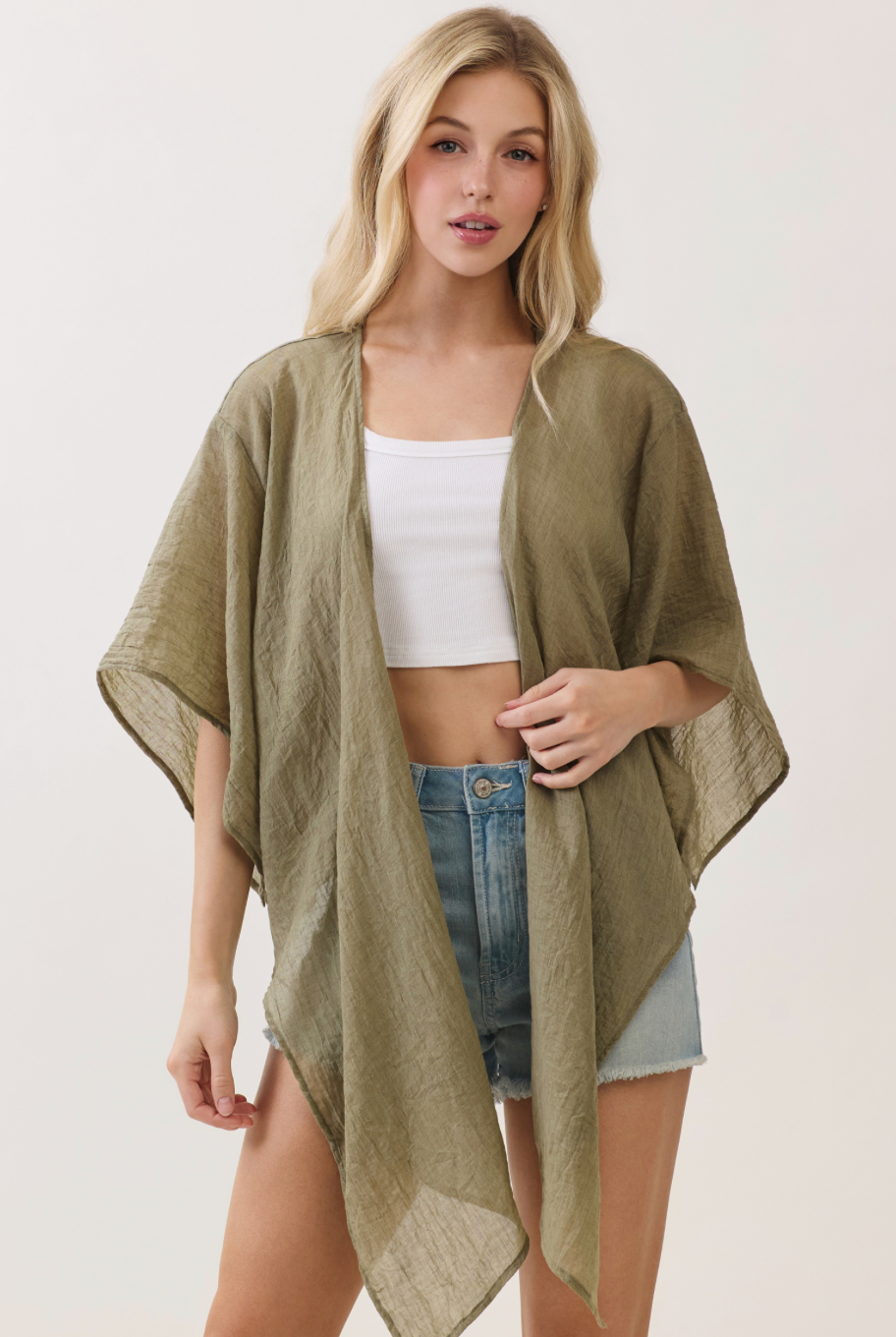 OPEN-FRONT CARDIGAN WITH SELF-TIE DETAIL