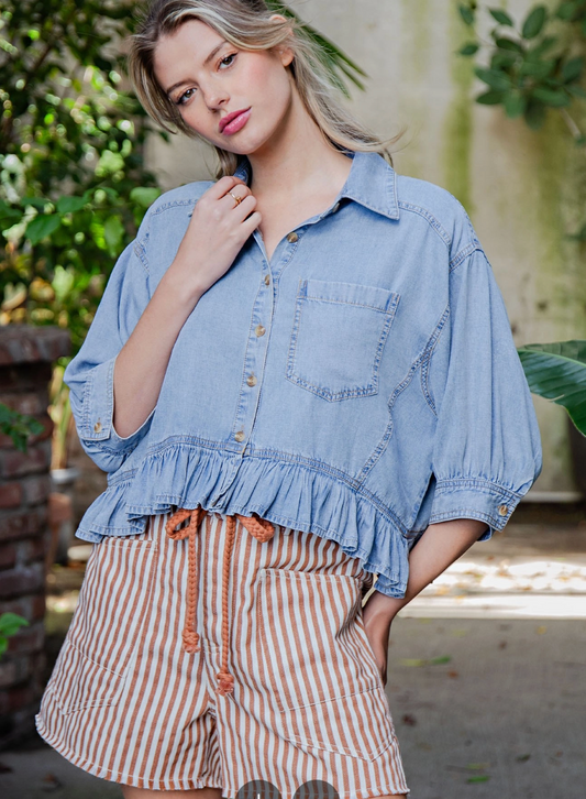 DENIM BUTTON DOWN TOP
