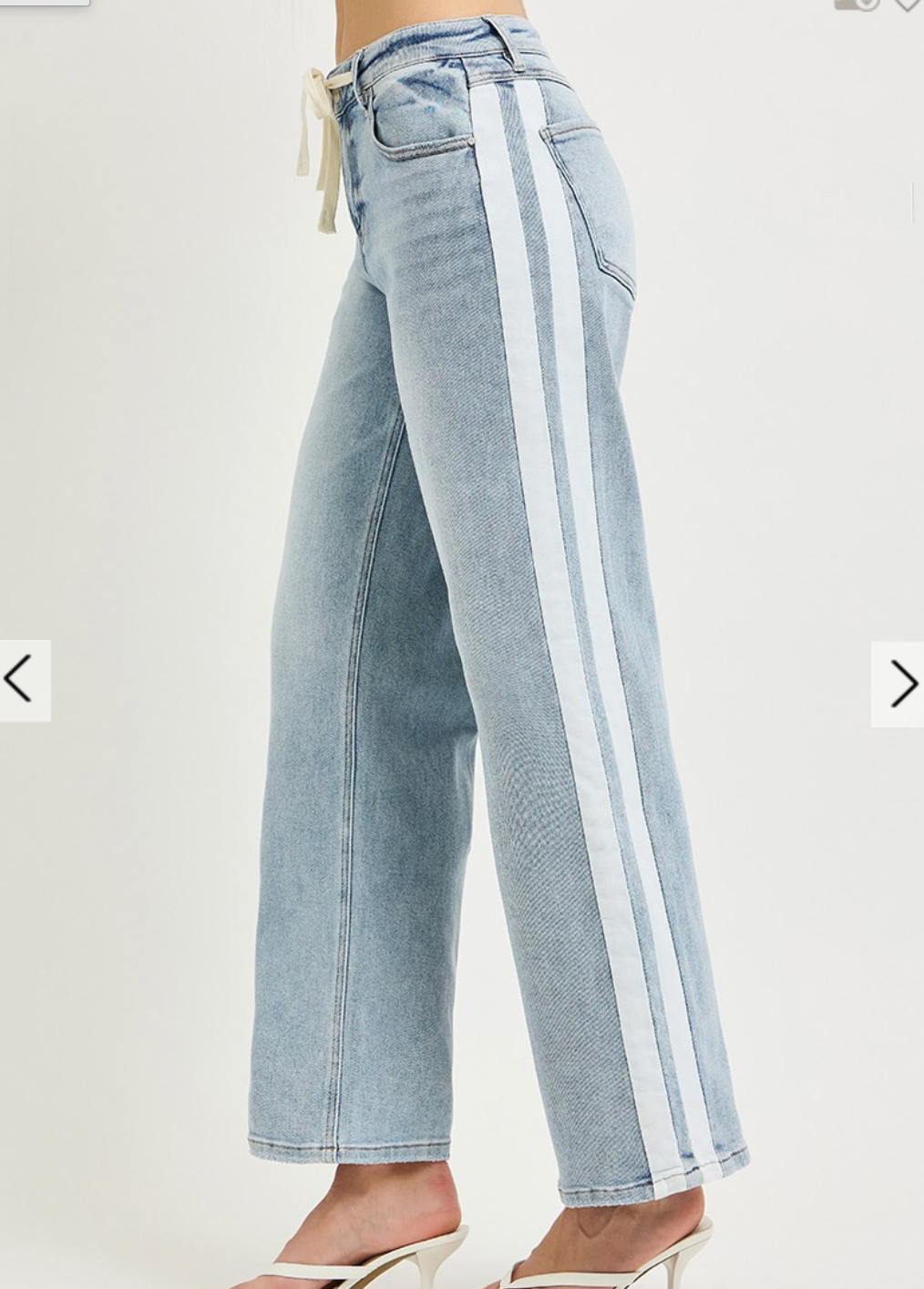 RISEN SLOUCHY JEANS WITH WAISTBAND DRAWSTRING AND SIDE CONTRAST