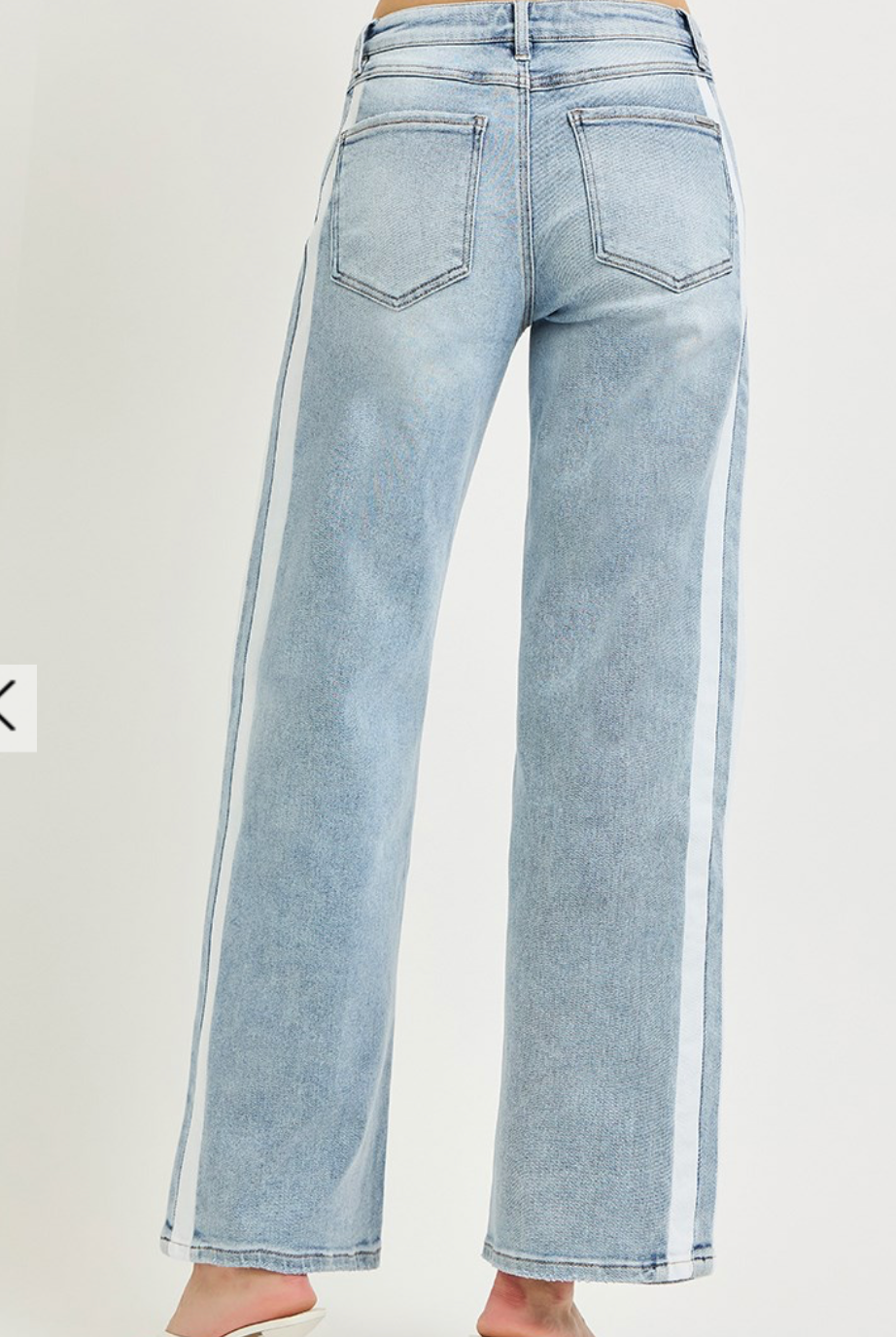 RISEN SLOUCHY JEANS WITH WAISTBAND DRAWSTRING AND SIDE CONTRAST