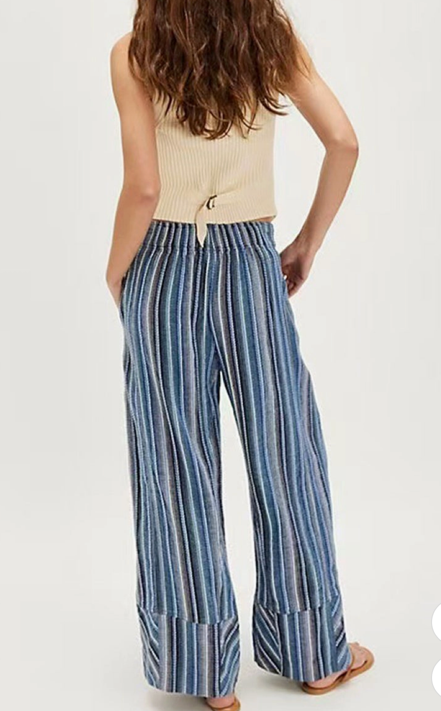 STRIPED WIDE LEG CASUAL PANT