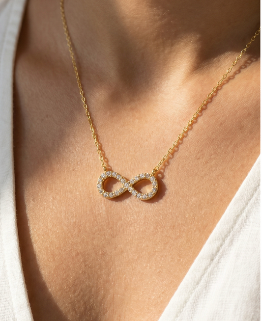 18K GOLD DIPPED PAVE Cz INFINITY NECKLACE