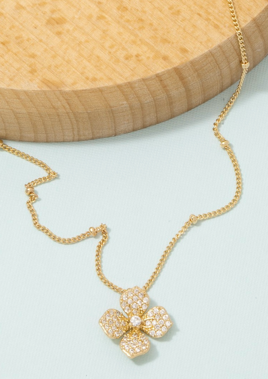 FLOWER PENDANT SATELLITE CHAIN NECKLACE