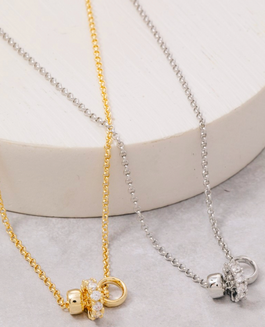 RING CHARMS DAINTY CHAIN NECKLACE