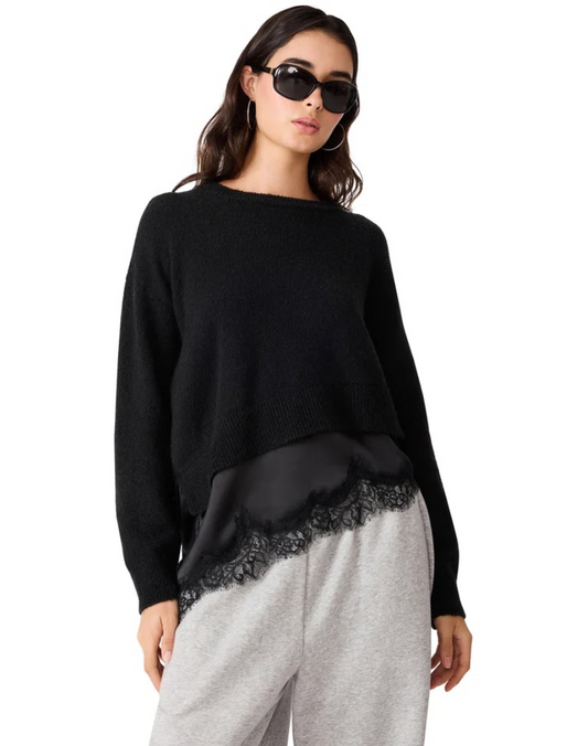 STEVE MADDEN ARIES SWEATER WITH LACE SCALLOPED BOTTOM
