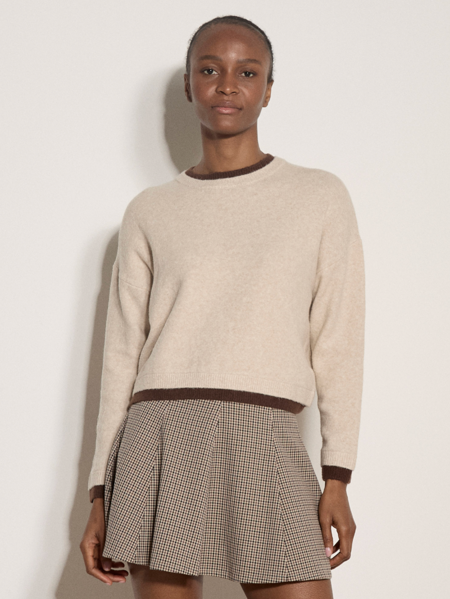 LONG SLEEVE CONTRAST LAYERED OVERSIZED SWEATER