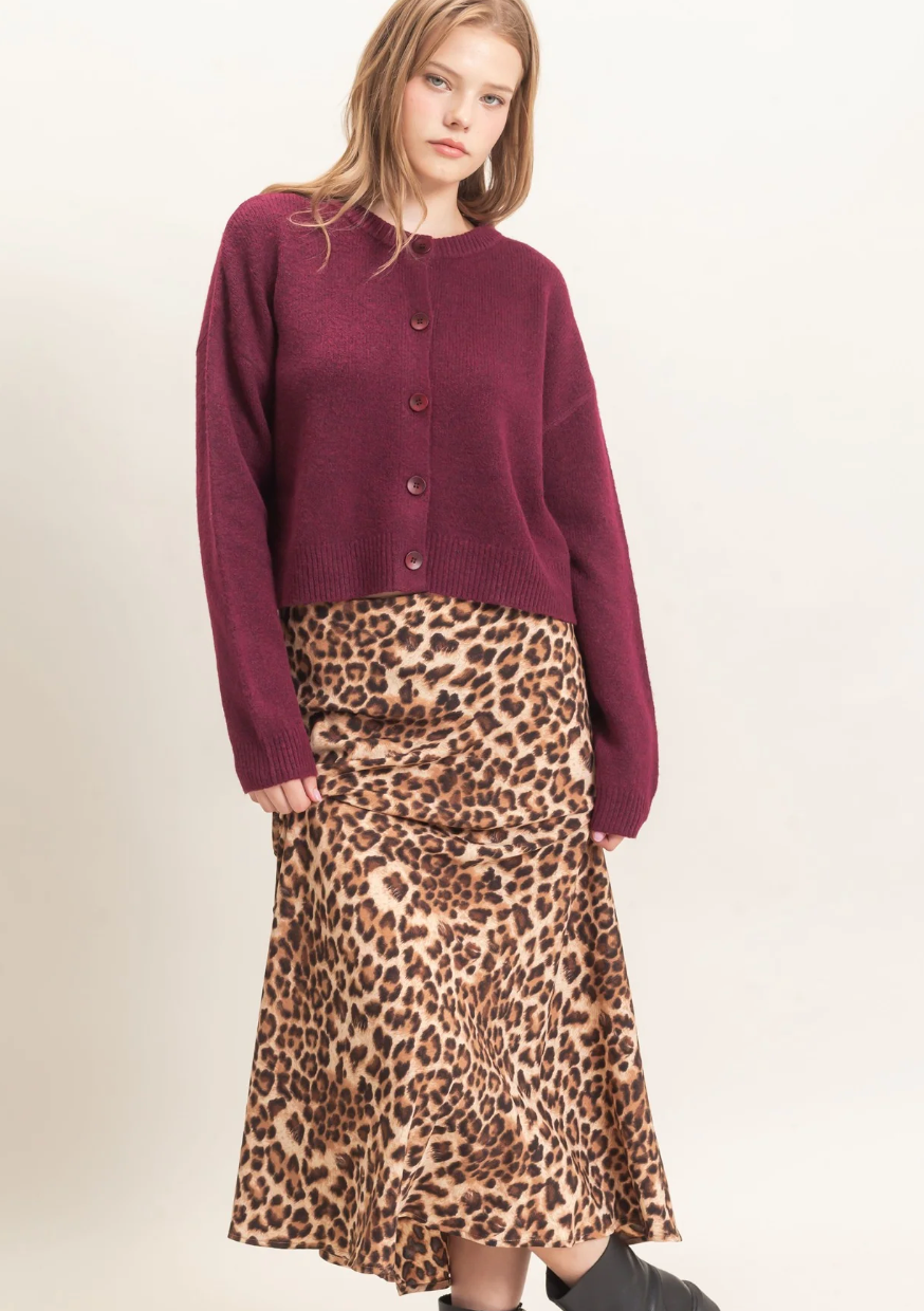 LEOPARD PRINT MIDI SKIRT
