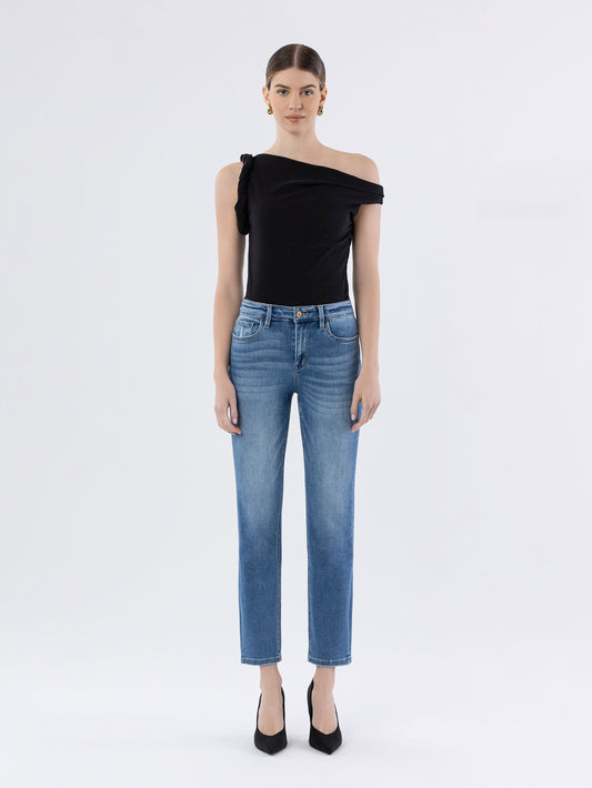 HISE RISE SLIM STRAIGHT DENIM JEAN