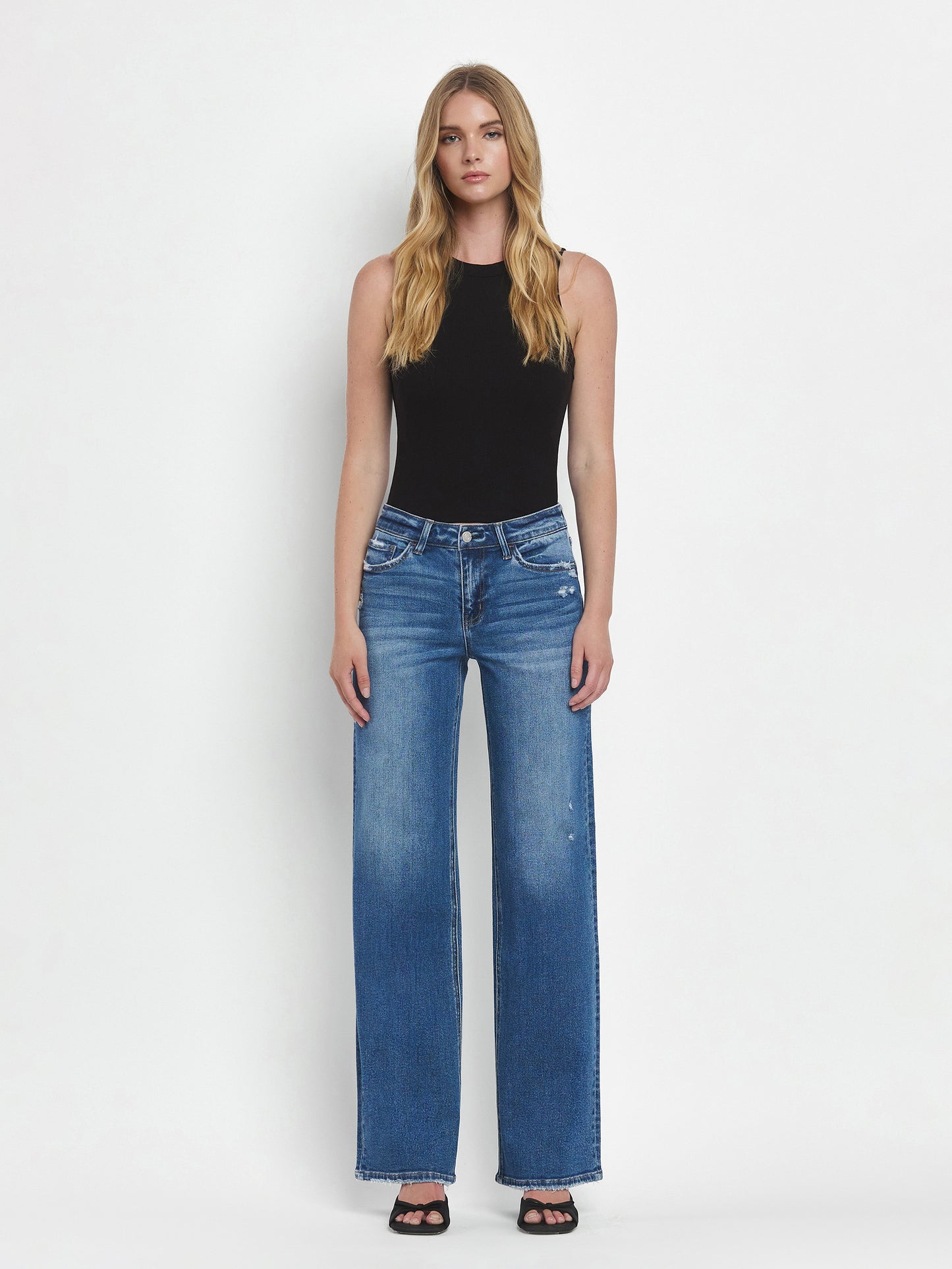 MID RISE FULL LENGTH WIDE LEG JEAN