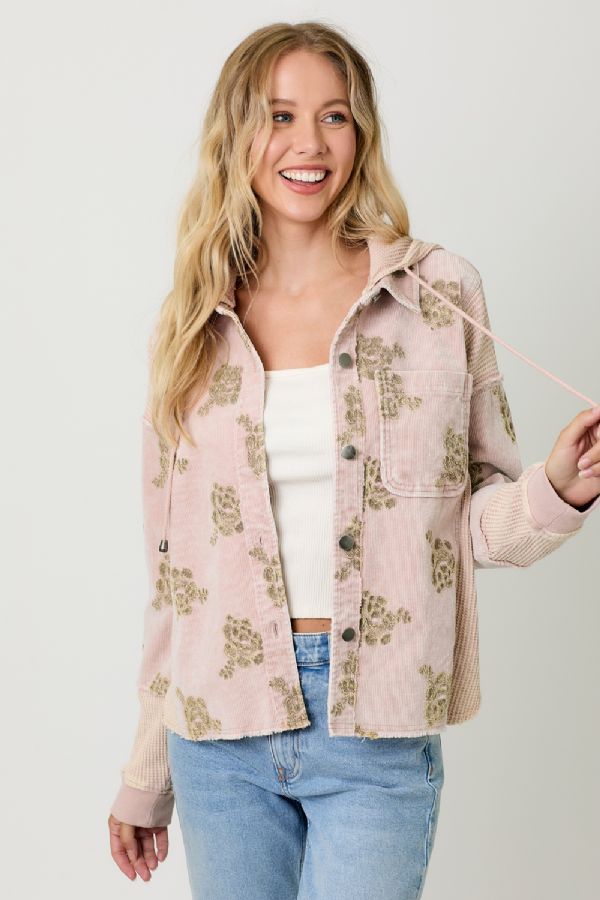 FLOWER EMBROIDERY HOODIE JACKET