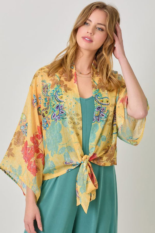 KIMONO LONG SLEEVE TIE FRONT