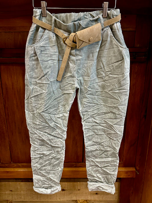 PULL ON CRINKLE  PANT W/ BELT