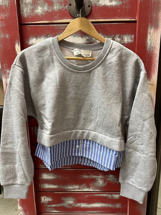 SURF WASH CREWNECK  SWEATSHIRT W/ POPLIN INSERT
