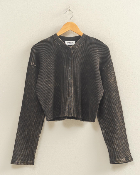 THERMAL WAFFLE LIGHT WEIGHT BUTTON FRONT TOP