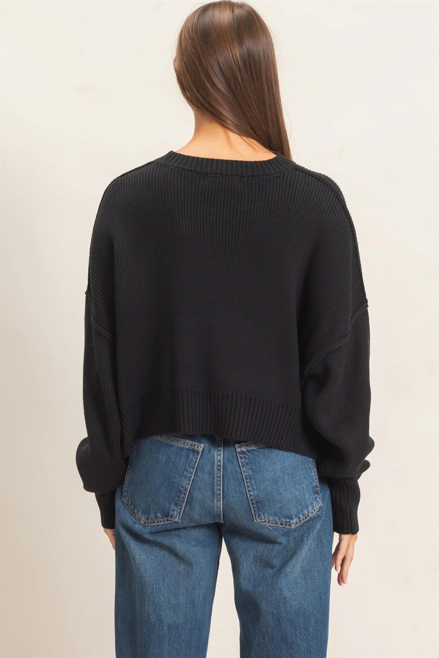 RIBBED DROP SHOULDER SWEATER