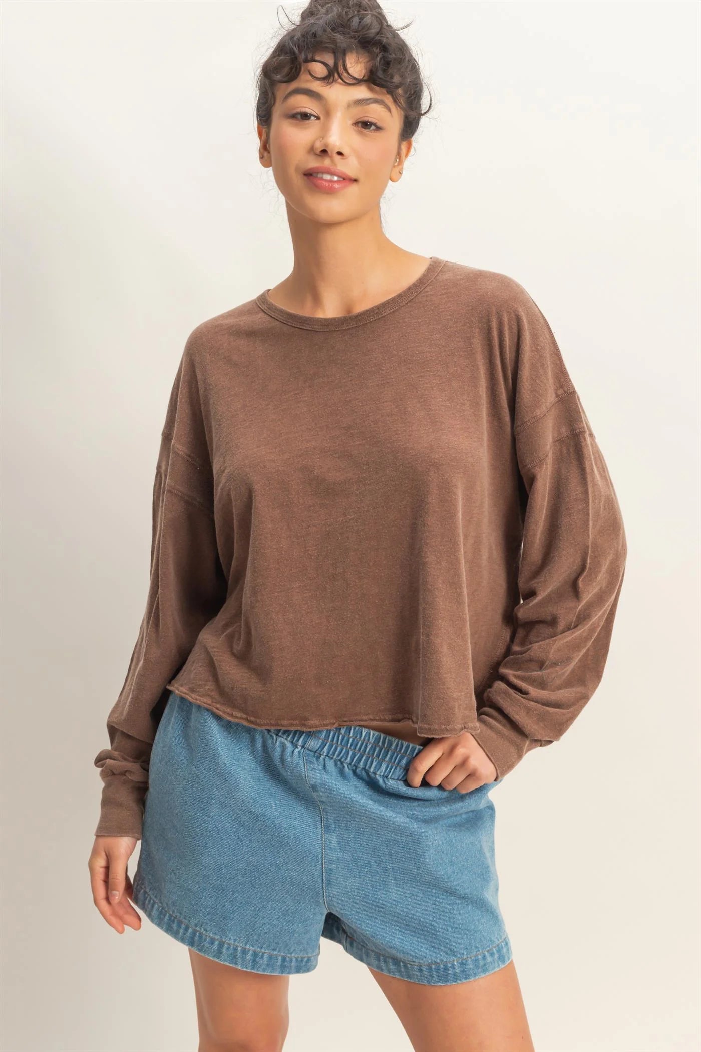 CROSS DETAIL OPEN BACK LONG SLEEVE TOP