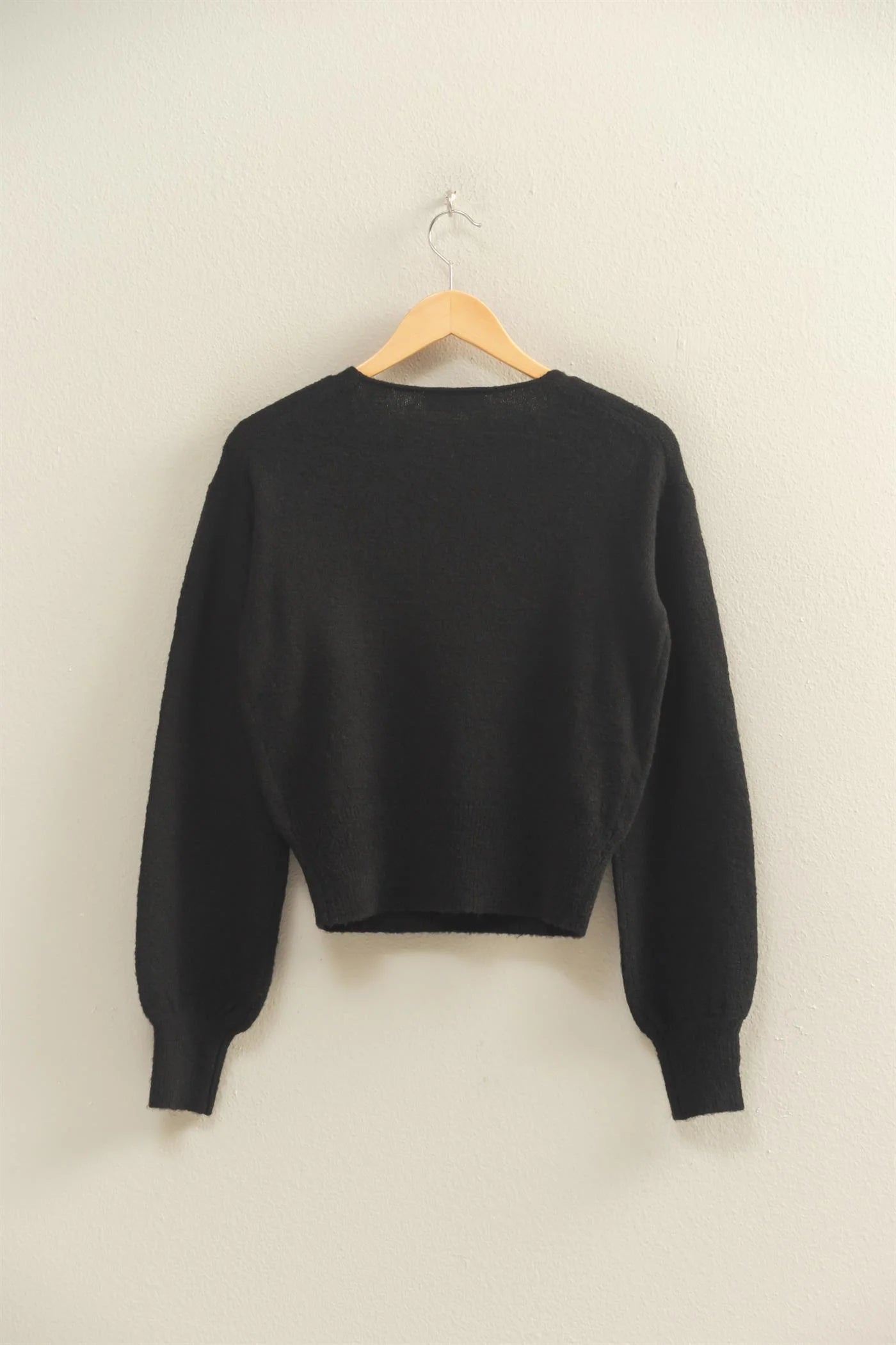 V NECK OVERLAP FRONT KNIT SWEATER