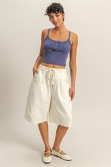 DRAWSTING WAIST WIDE LEG SHORTS