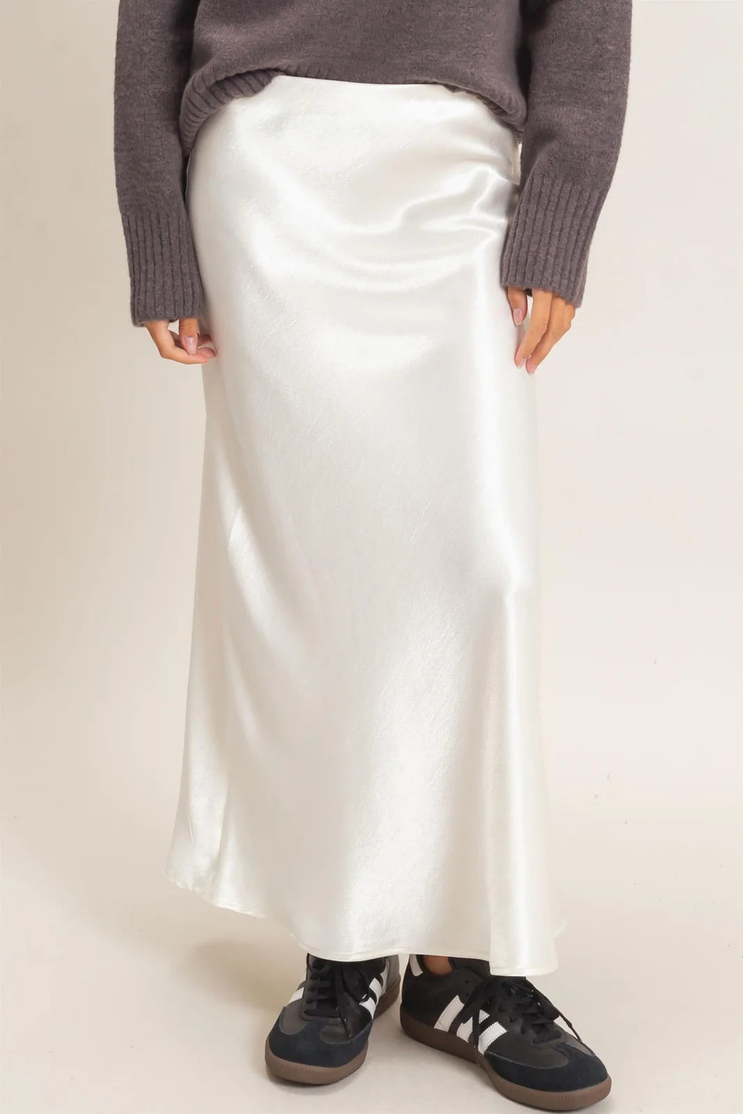 SATIN  MIDI SKIRT
