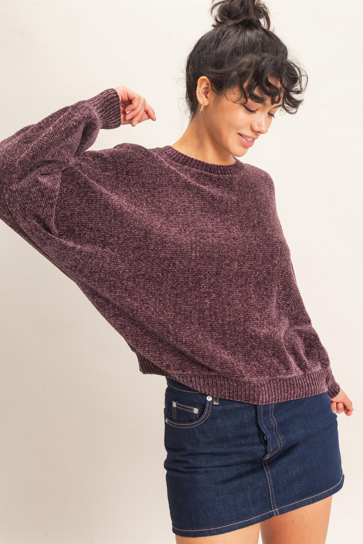 CHENILLE CREW NECK SWEATER