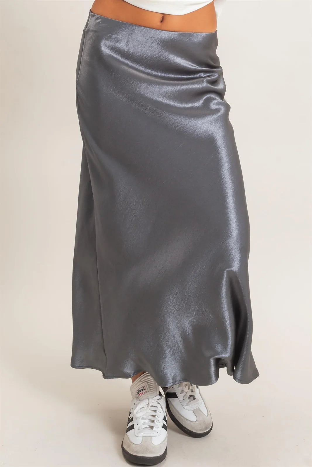 SATIN  MIDI SKIRT
