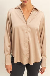 CLASSIC BUTTON DOWN SATIN BLOUSE