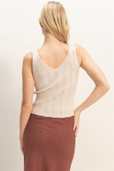 RIBBED V-NECK TANK