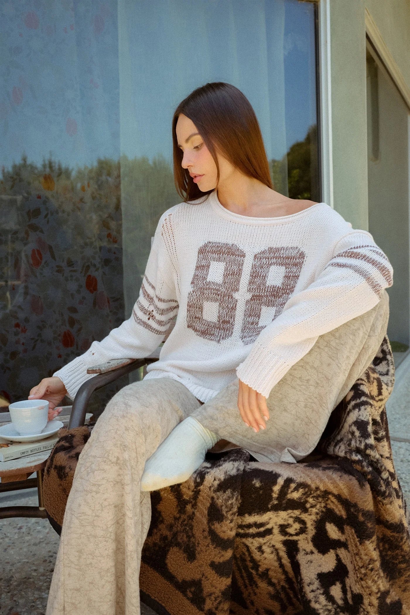 RELAXED KNIT NUMBER SWEATER