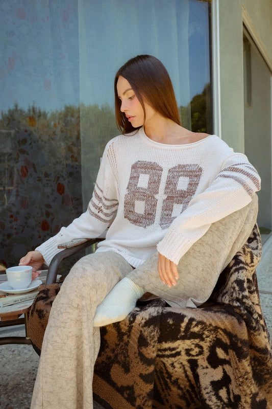 RELAXED KNIT NUMBER SWEATER
