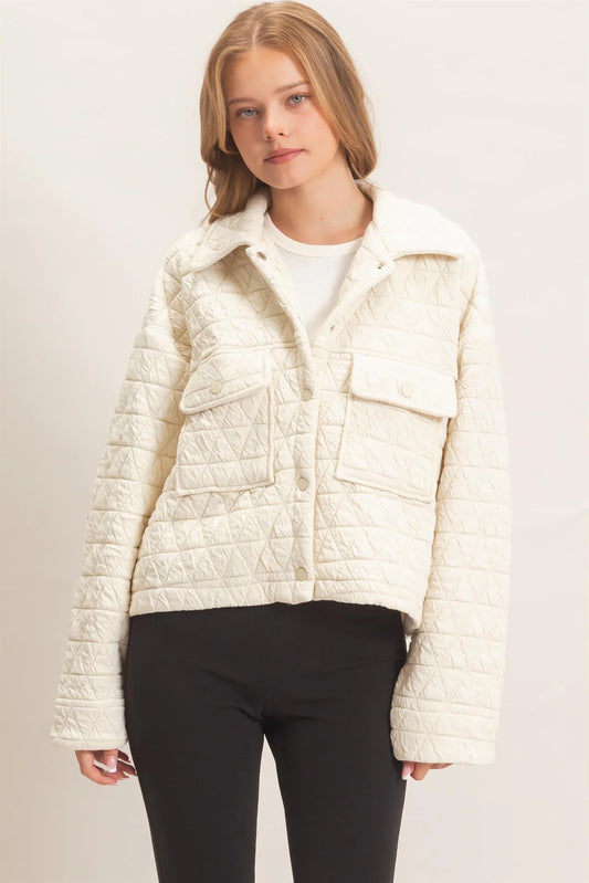 TRIANGLE QUILTED BUTTON JACKET